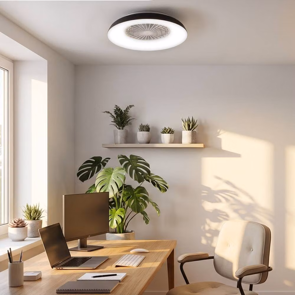 Briloner Black Modern Round LED Ceiling Light with Fan, CCT Dimmable and Remote Control – 4