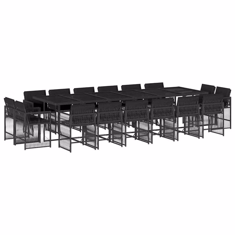 Berkfield Home 17 Piece Black Poly Rattan Garden Dining Set with Cushions – 2