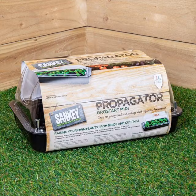 Samuel Alexander Grostart Midi Propagator Unheated Seed Starter Tray and Indoor Seedling Planter, Black – 1