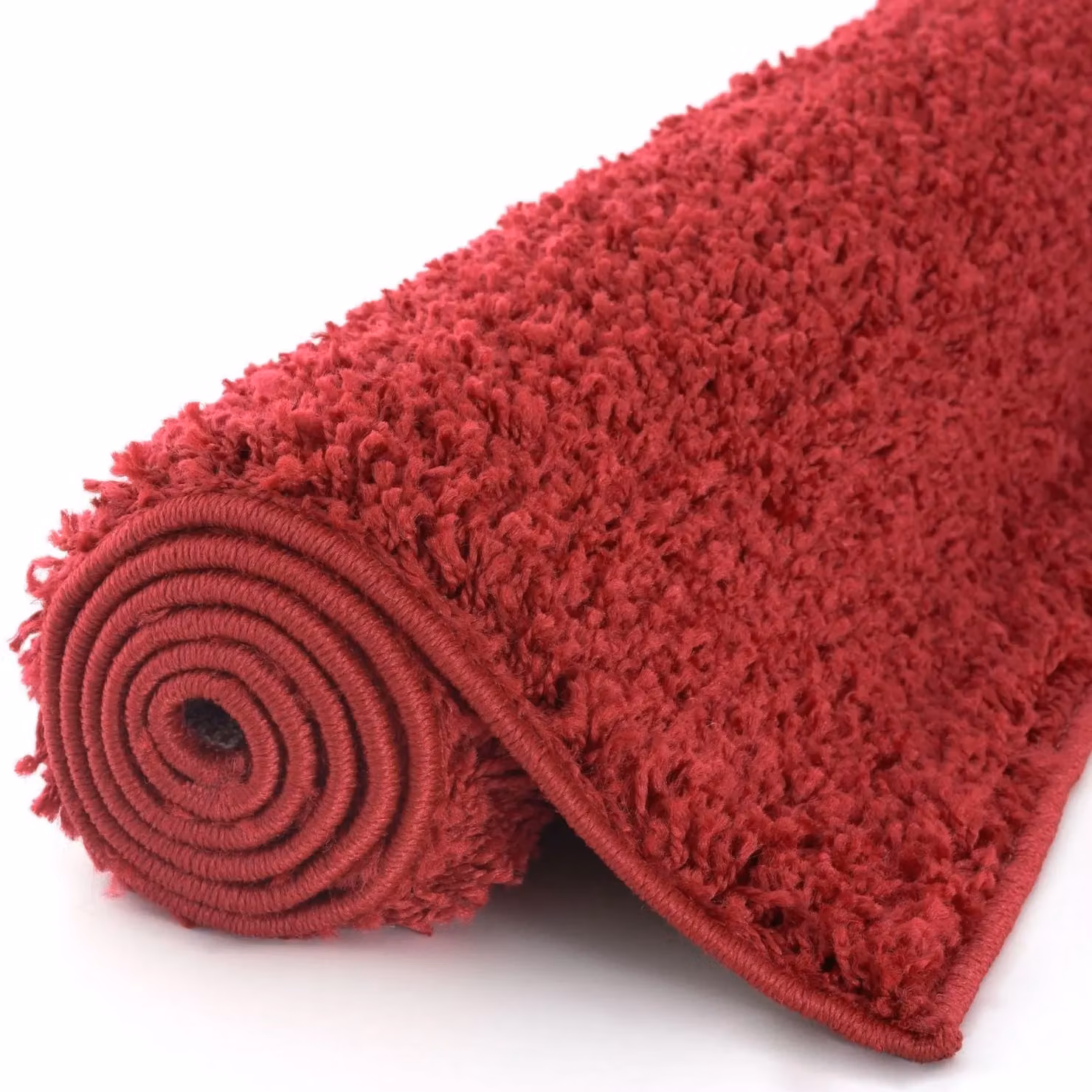 THE RUGS Soft Plain High Pile Shaggy Square Rug in Red, W/D/H: 120 x 120 x 3 cm – 2