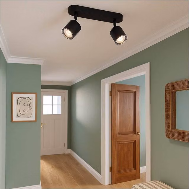 Loops Modern Black LED Ceiling Spotlight for Bathrooms, IP44 Rated, GU10
