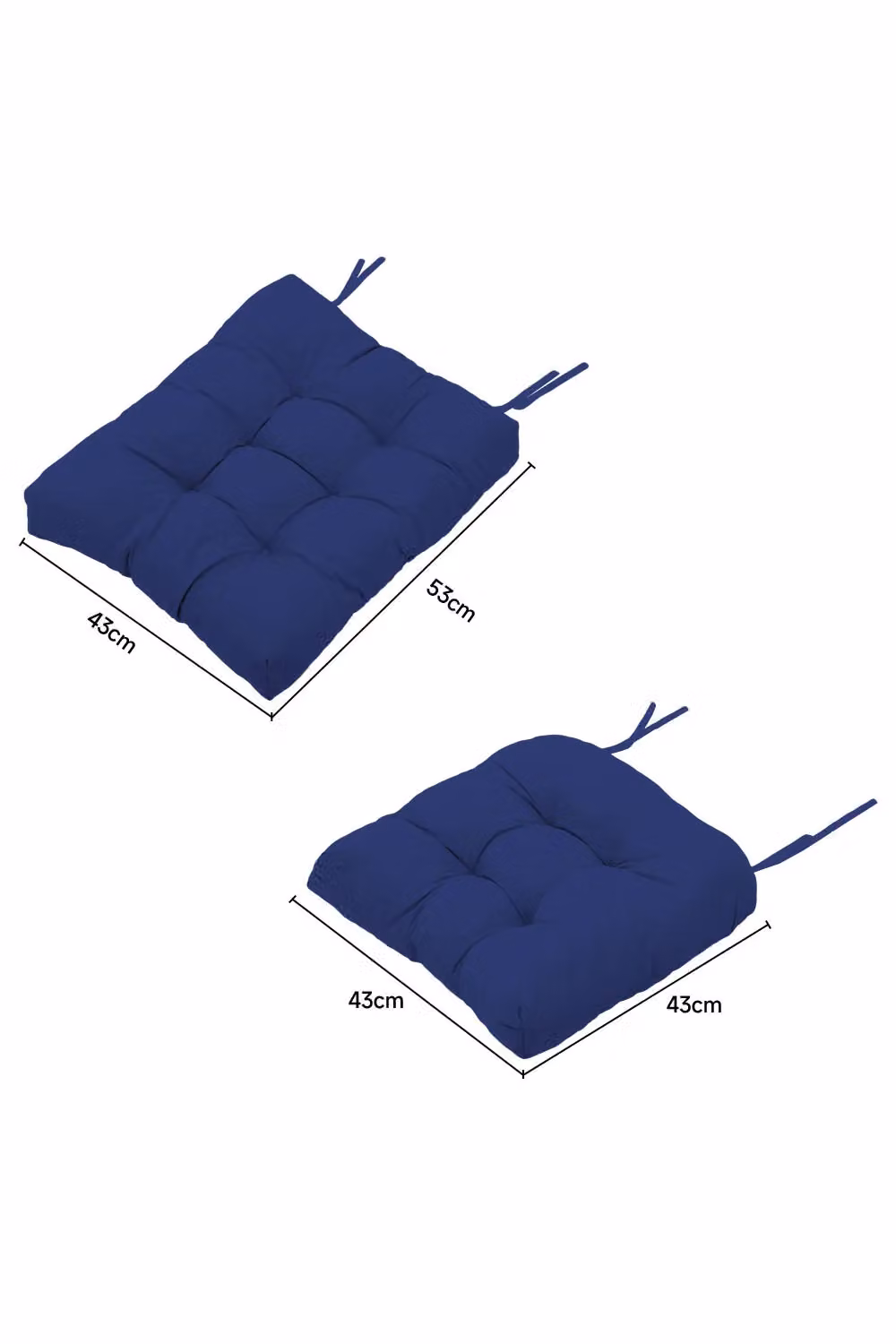 Living and Home Set of 2 Breathable Navy Blue Outdoor Garden and Dining Chair Cushions – 1