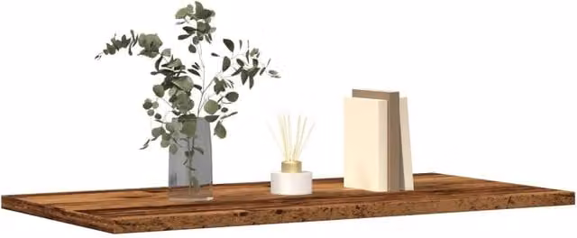 Berkfield Home Set of 4 Wall Mounted Shelves in Brown Old Wood, W: 60 cm, D: 30 cm, H: 1.5 cm – 1
