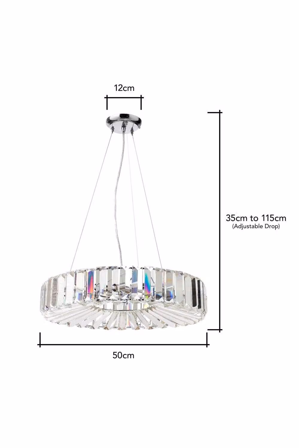 BHS Lighting Renee Crystal Pendant Ceiling Light in Chrome Silver – 2