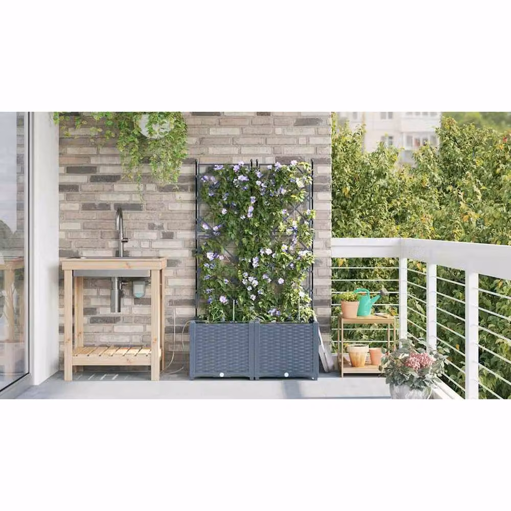 Berkfield Home Garden Planters with Water Irrigation System, 2 Pack, Light Grey – 3