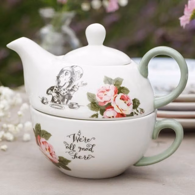 Mikasa White Floral Bone China Teapot and Cup Tea Service Set