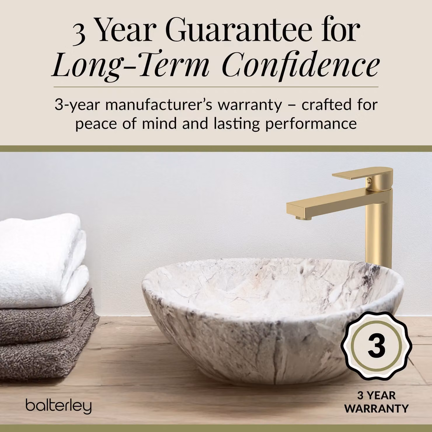 Balterley Contemporary Tall Mono Basin Mixer Tap in Brushed Brass – 3