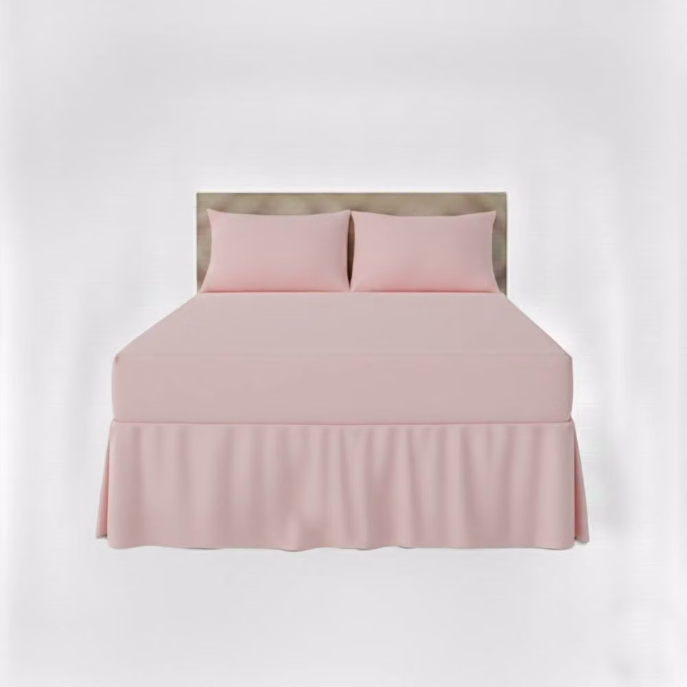 Snug City Pink Polycotton Fitted Valance Bed Sheet with Frill, Super King, 200 x 200 cm – 2
