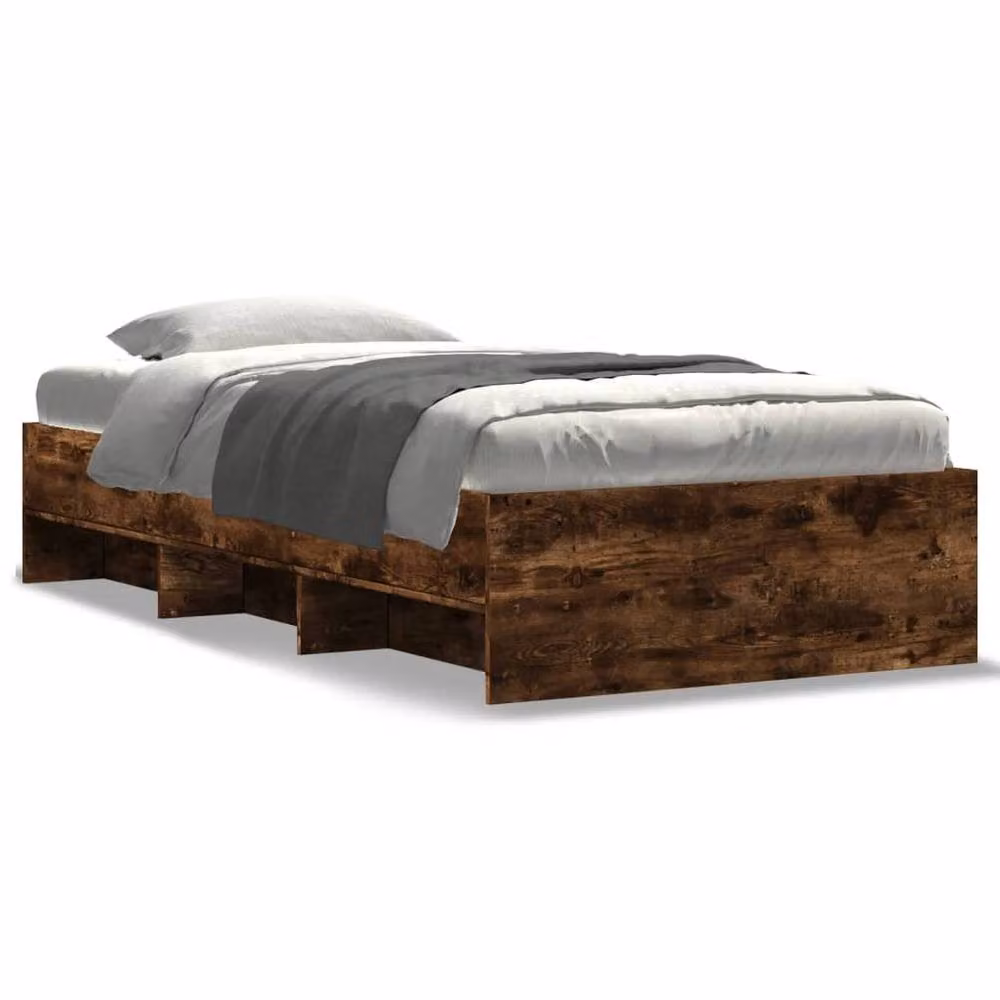 Berkfield Home Durable Single Bed Frame in Smoked Oak Brown, W/D/H: 90 x 190 cm – 3