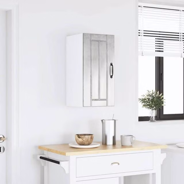 Berkfield Home Lucca Wall Mounted Kitchen Cabinet in Concrete Grey with Glass Doors