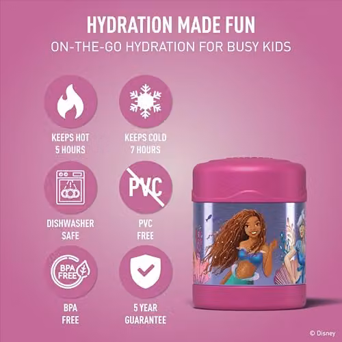 Thermos Disney Little Mermaid Kids Food Flask, 230ml, Multicolour – 3