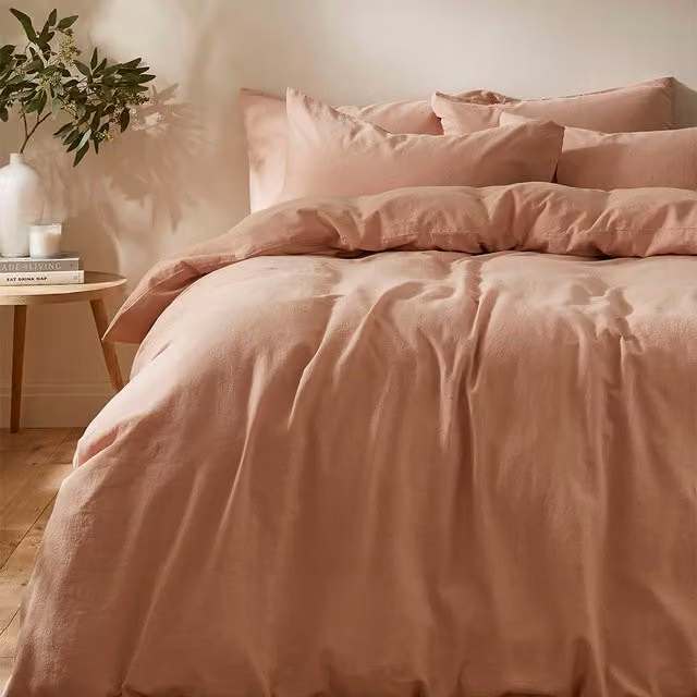 Martex Touch of Linen Duvet Cover Set in Seashell Pink, Cotton and Linen, 200 x 200 cm