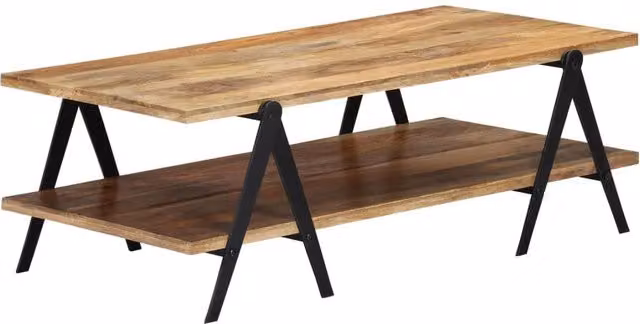 Berkfield Home Rustic Solid Mango Wood Coffee Table in Brown, W/D/H: 115 x 60 x 40 cm – 1