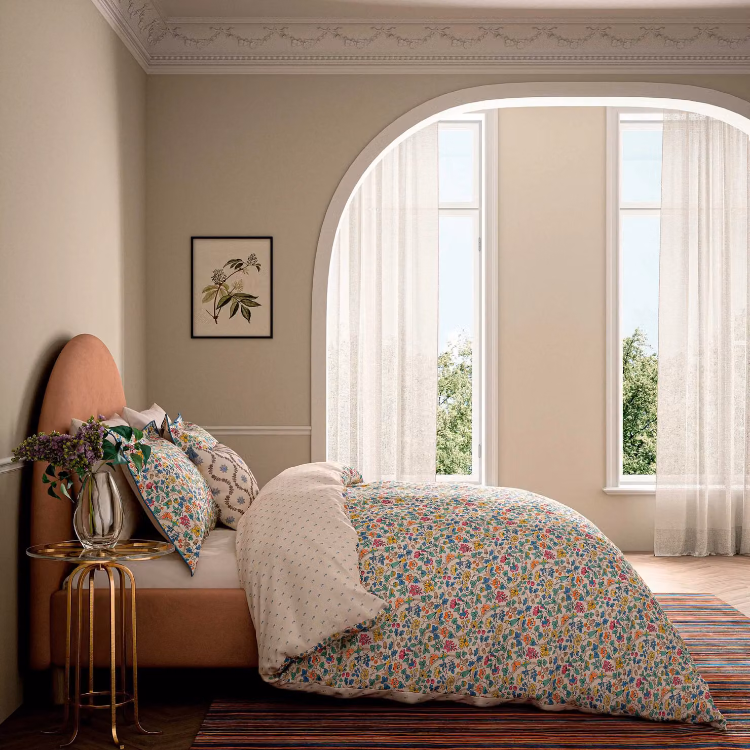 V&A Bountiful Garden Cotton Duvet Cover and Pillowcase Set, Blue Multicolour, W: 90 cm, L: 200 cm – 2