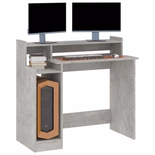 vidaXL Engineered Wood Computer Desk with Integrated LED Lights, Grey, W: 97 cm, D: 45 cm, H: 90 cm – 3