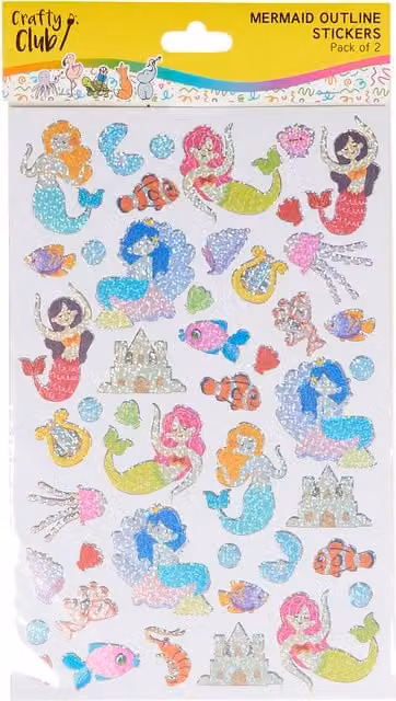 Crafty Club Multicolour Mermaid Paper Stickers for Children, Pack of Two