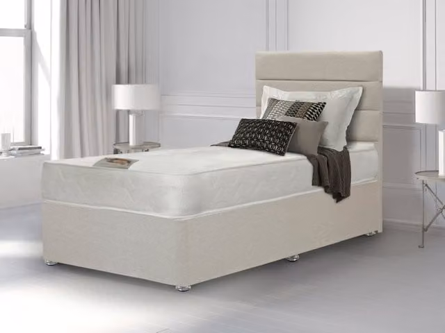 Deluxe Super Damask Orthopaedic Divan Bed, 3ft Single, Beige, W/D/H: 90 x 190 cm
