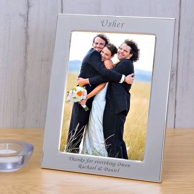Uniqueful Silver Plated Rectangular Single Tabletop Picture Frame for Wedding Gifts, W/H: 18.5 x 13.5 cm