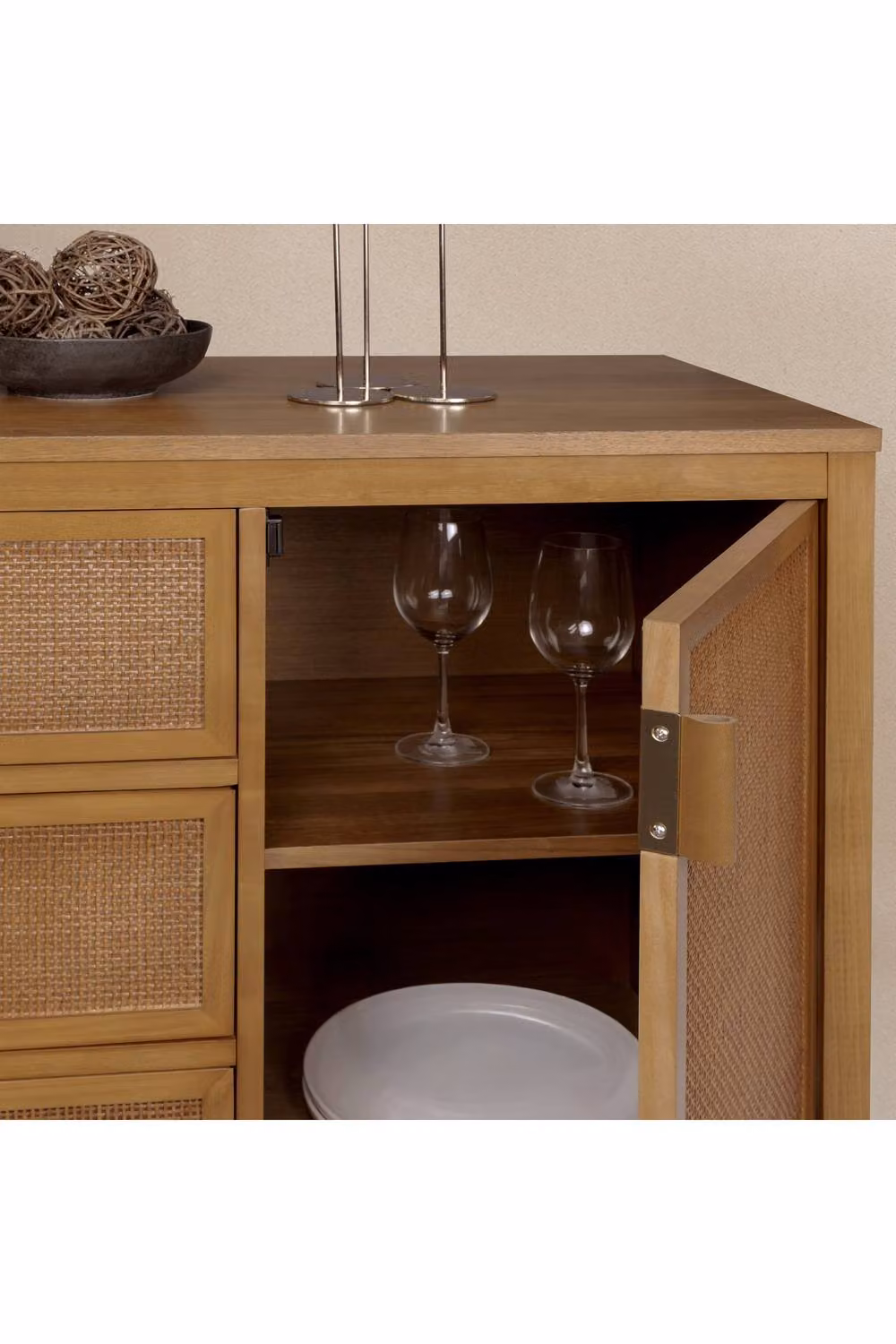 Teamson Home Hatteras Wooden Sideboard with 3 Drawers and 2 Doors in Sand and Brown, W: 140 cm, D: 45.72 cm, H: 81.28 cm – 3