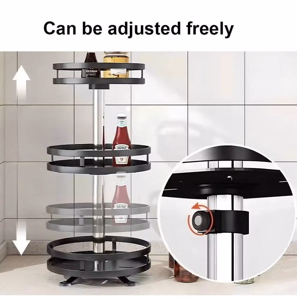 EONLION Rotatable Steel Spice Rack and Kitchen Seasoning Organiser, Black, Width: 100 cm – 2
