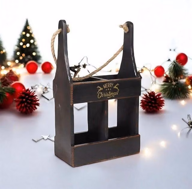 Minster 2 Bottle Wood Wine Holder, Black, W: 21 cm, D: 10 cm, H: 39 cm – 1