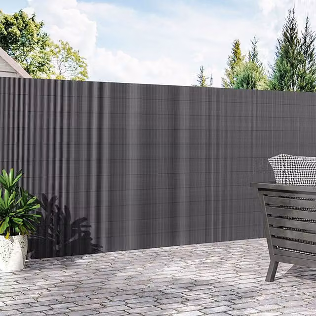 Breeins Semi-Transparent Sun-Blocked Privacy Fence in Matte Grey, W: 500 cm, H: 150 cm
