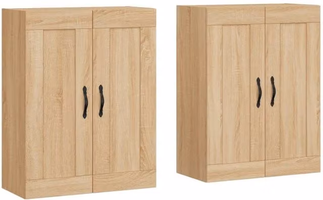 Berkfield Home Set of 2 Wall Mounted Sonoma Oak Cabinets in Light Oak