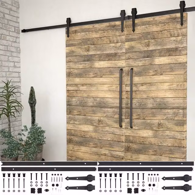 Berkfield Home Black Steel Sliding Door Hardware Kit, 200 cm – 1