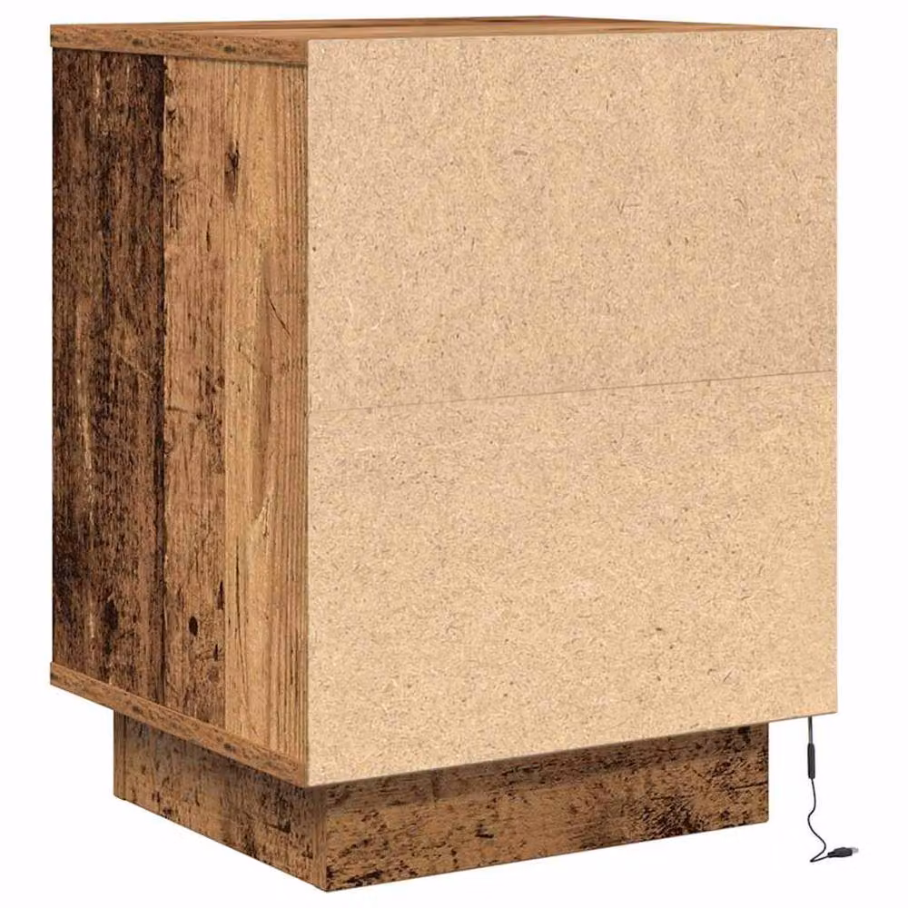 Berkfield Home Set of 2 Durable Rustic Old Wood Bedside Cabinets with Integrated LED Lights, W/D/H: 38 x 34 x 50 cm – 6