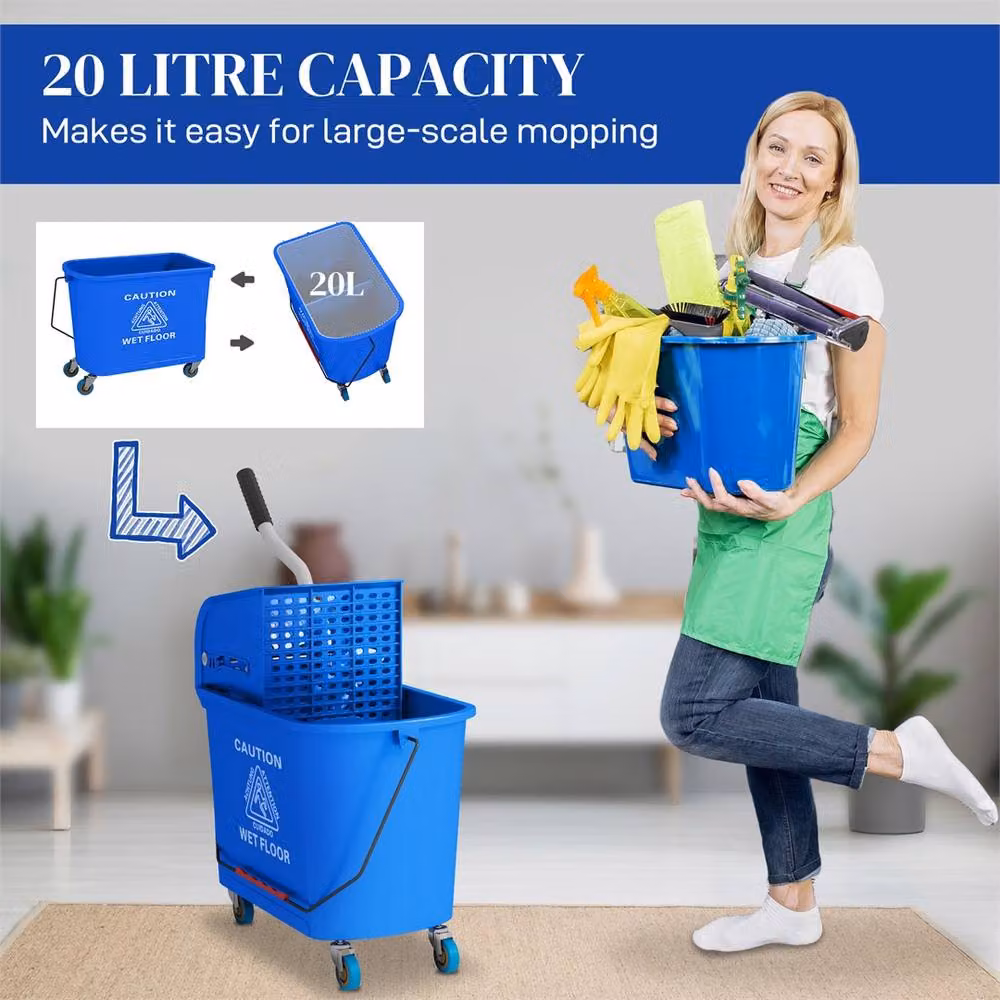 EONLION Blue Compact Mop Bucket with Wringer – 4