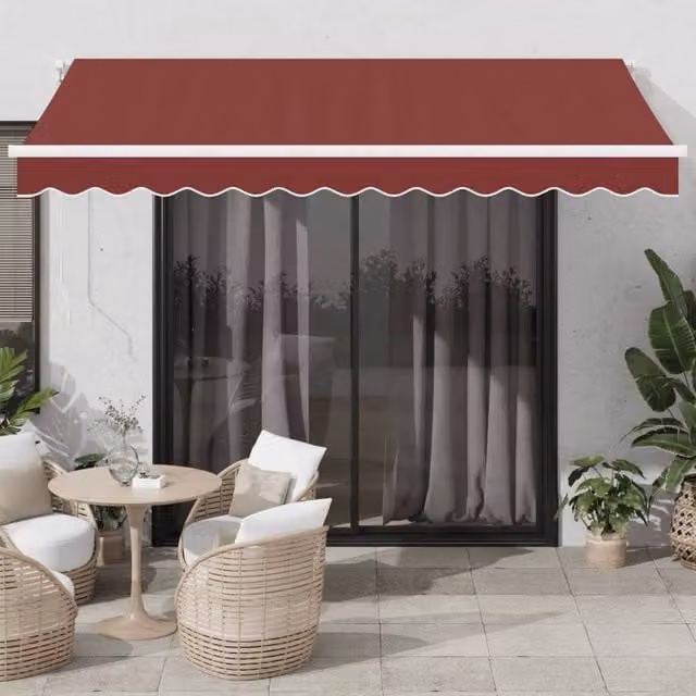 Berkfield Home Manual Retractable Awning with LED in Red, W/D/H: 350 x 250 cm – 1