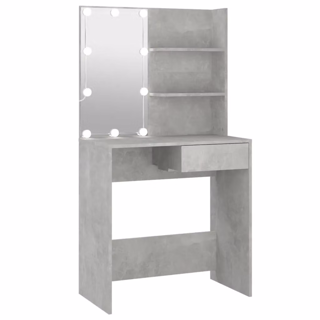 Berkfield Home Hollywood LED Dressing Table in Concrete Grey, W: 74.5 cm, D: 40 cm, H: 141 cm – 2