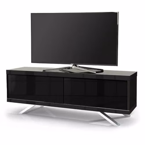 MDA Designs Tucana 1200 Hybrid Black TV Cabinet Stand with Glass Doors, W/D/H: 120 x 40 x 42 cm – 4