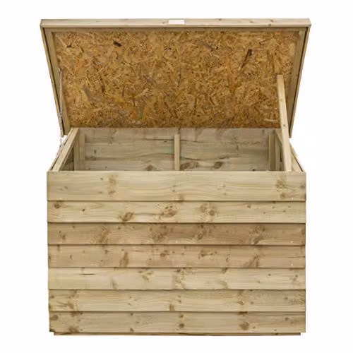 Rowlinsons Overlap Patio Chest in Brown Wood, W/D/H: 120 x 72 x 92 cm – 2