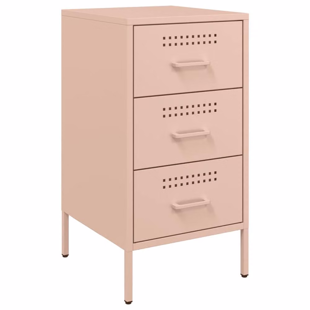 Berkfield Home Sturdy Metal Bedside Cabinet in Pink, W/D/H: 36 x 39 x 68 cm – 2