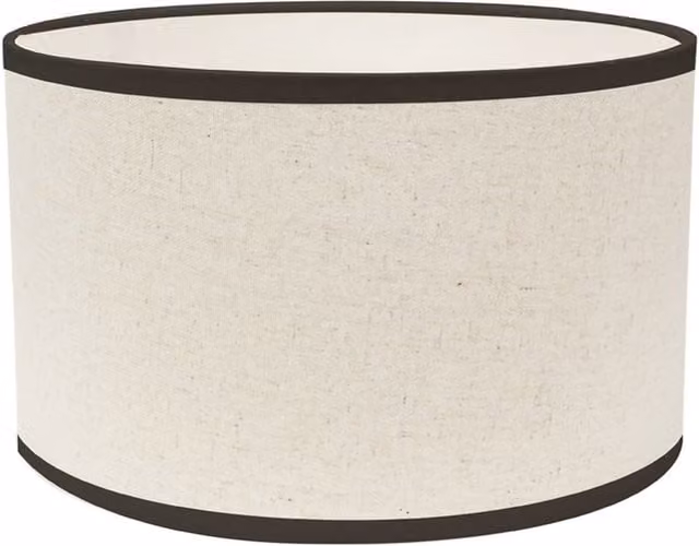 ValueLights Eva Small Natural Linen Fabric Drum Lamp Shade in Black and Beige