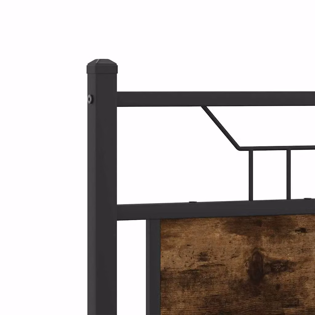 Berkfield Home Small Double Bed Frame in Smoked Oak and Brown Engineered Wood, W/D/H: 120 x 200 cm – 4