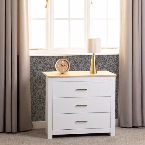 Seconique Portland 3 Drawer Chest in White and Oak – 2