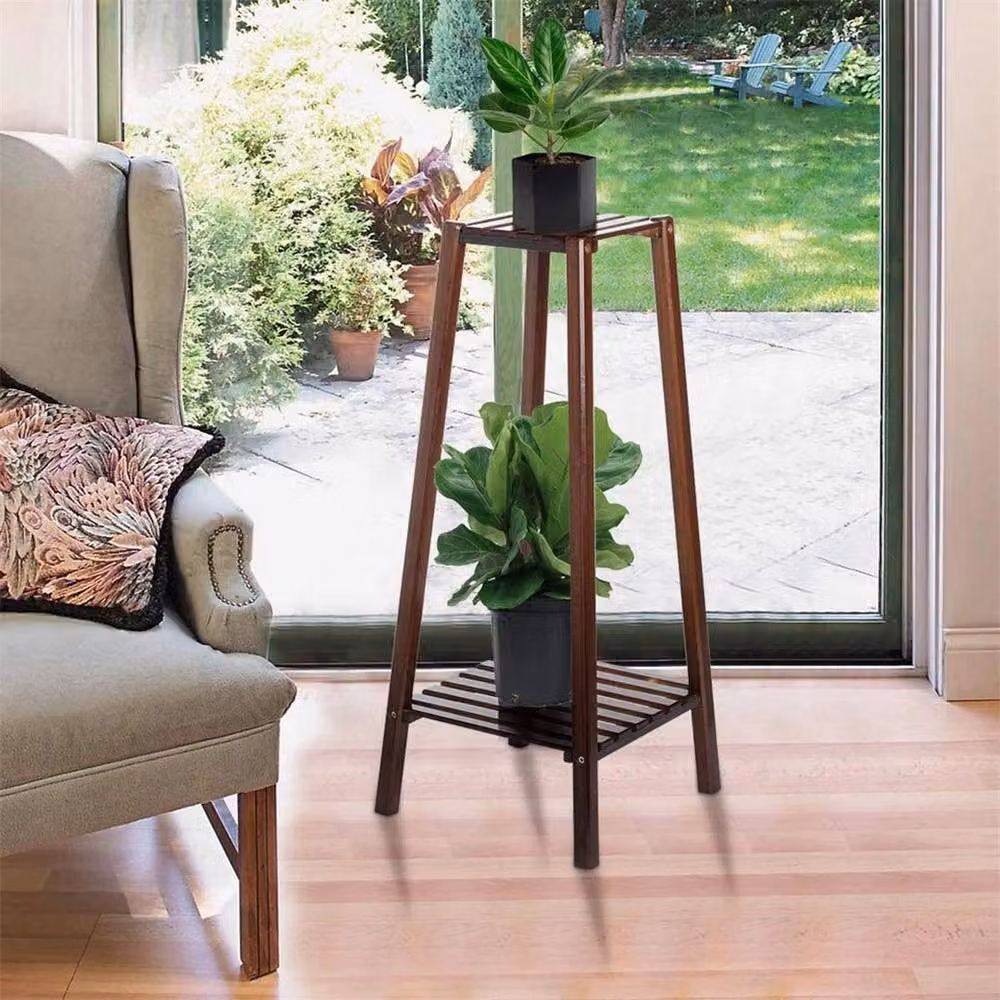 FLAVORA 2-Tier Square Wood Planter in Brown, W/D/H: 30.5 x 30.5 x 76 cm – 5