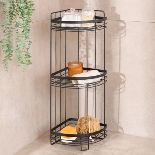 OHS 3 Tier Freestanding Black Corner Bathroom Shelf Organiser