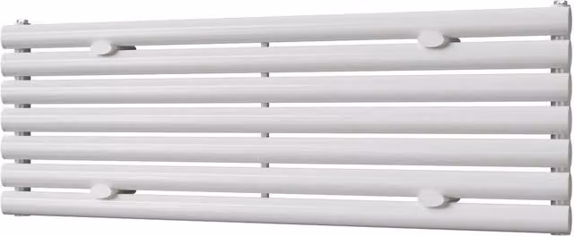 UK Radiators Omeara Axis White Elliptical Tube Horizontal Designer Radiator, W: 120 cm, H: 40.6 cm, D: 6 cm