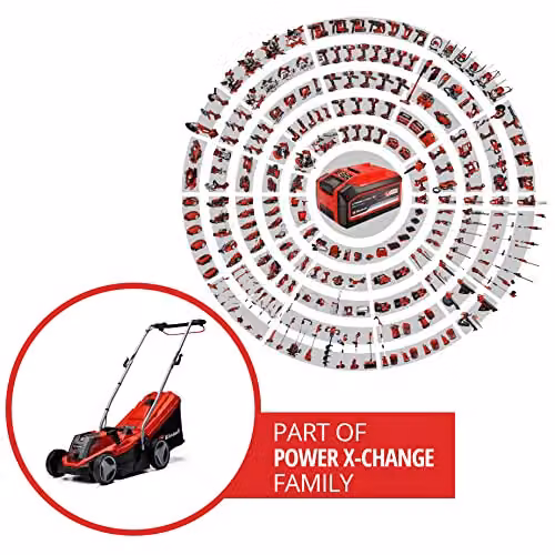 Einhell Power X-Change 18V Cordless Lawnmower with Rechargeable Battery and Quick Charger, Red – 2