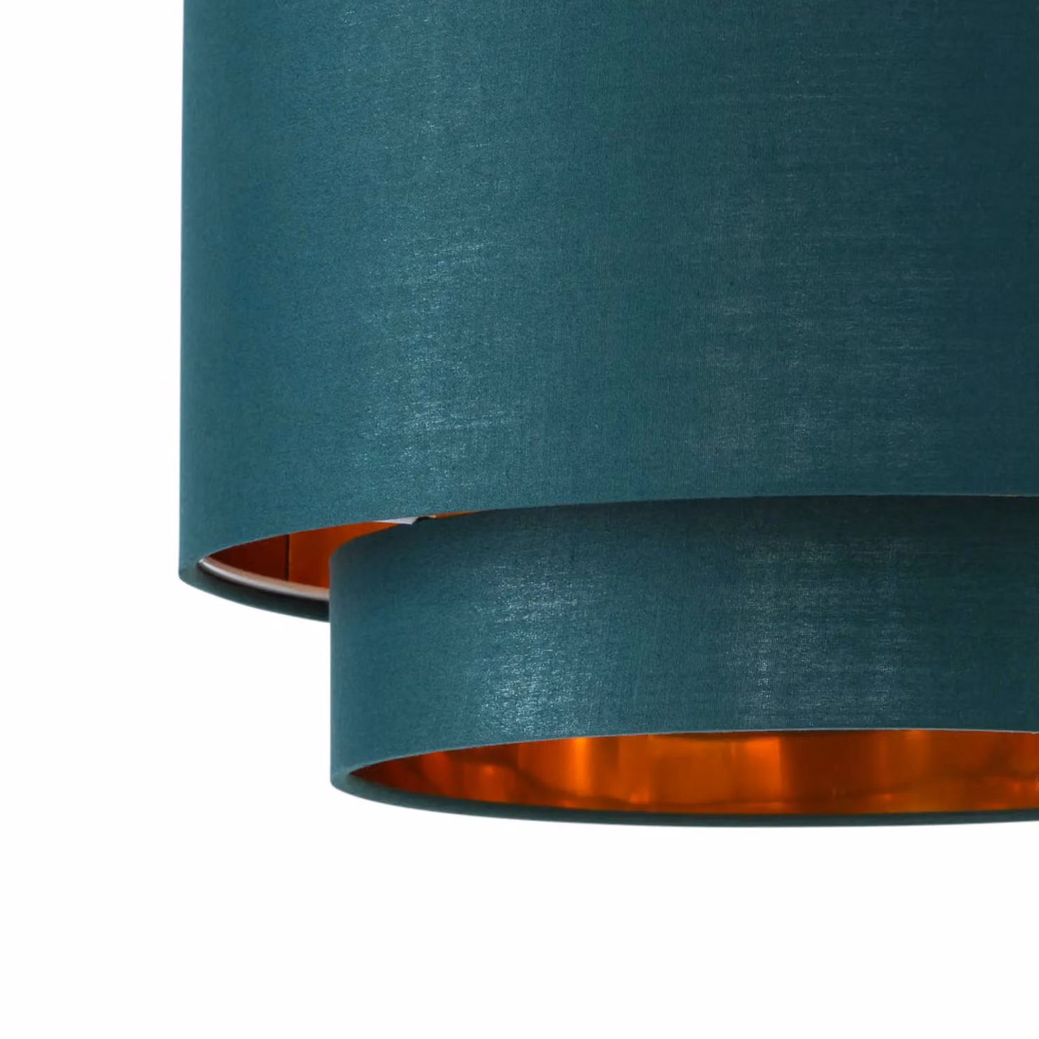 First Choice Lighting Kozy Set of 2 Cylinder Pendant Shades in Green and Gold, Diameter: 30 cm – 3