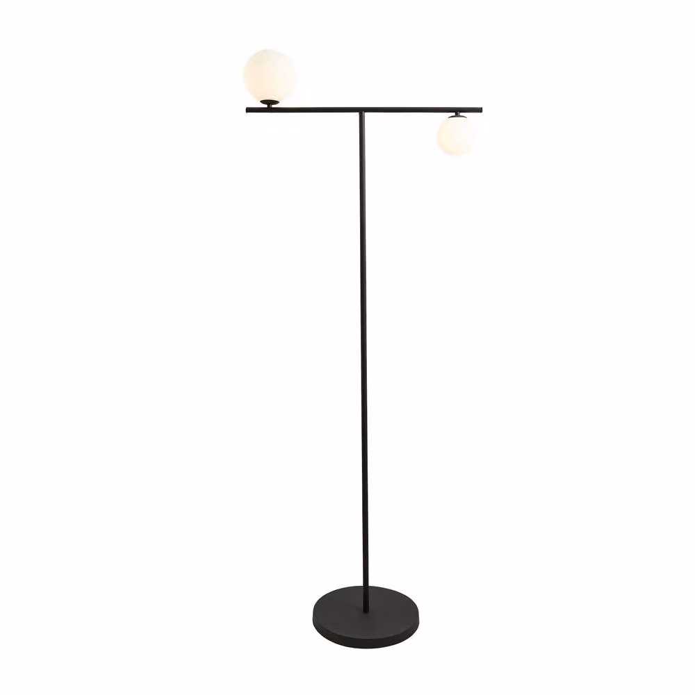 CGC Lighting Nala Black and Opal Glass Sphere Floor Lamp – 4