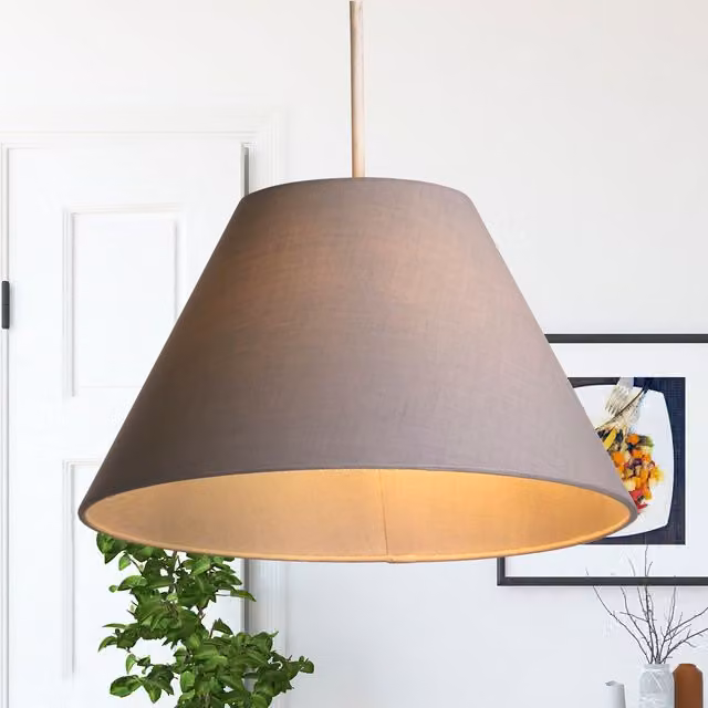 Lighting Collection Grey TC Coolie Fabric Lamp Shade, Diameter: 28 cm