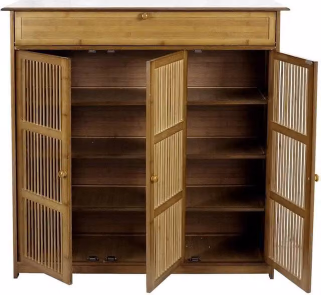 FLAVORA Large Wooden Shoe Cabinet Storage Cupboard in Brown – 1