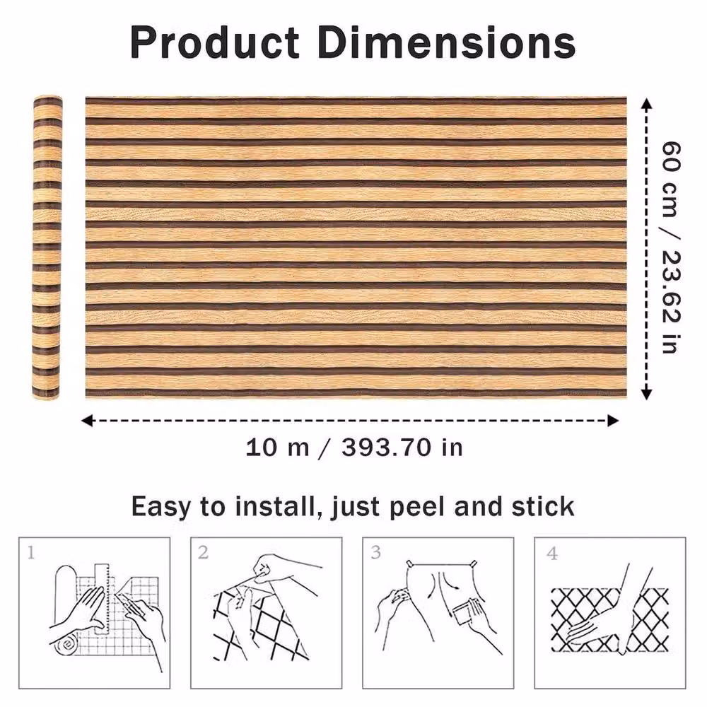 NESTLUNE Brown 3D Wood Panel Effect Slat Panelling Wallpaper, W: 100 cm, H: 15 cm – 2