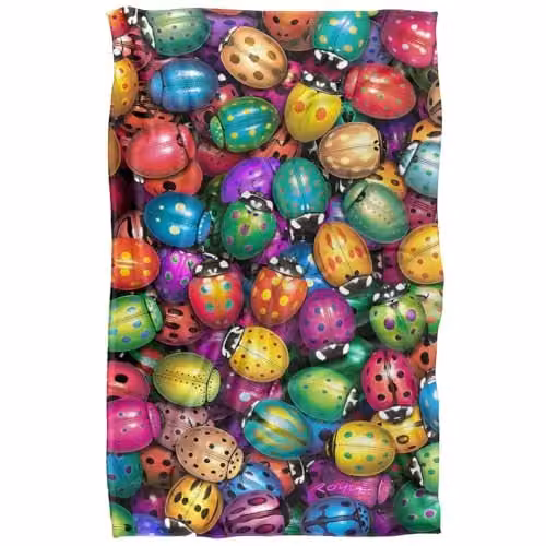 JQ Licensing Royce Mcclure Beetlemania Colorful Beetle Pattern Super Soft Fleece Throw Blanket, Multicolour, W/D/H: 91 x 147 cm