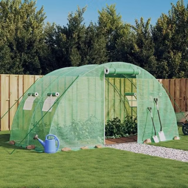Berkfield Home Freestanding Greenhouse with Steel Frame and Plastic Cover, Green, W/D/H: 4 x 2 x 2 m – 1