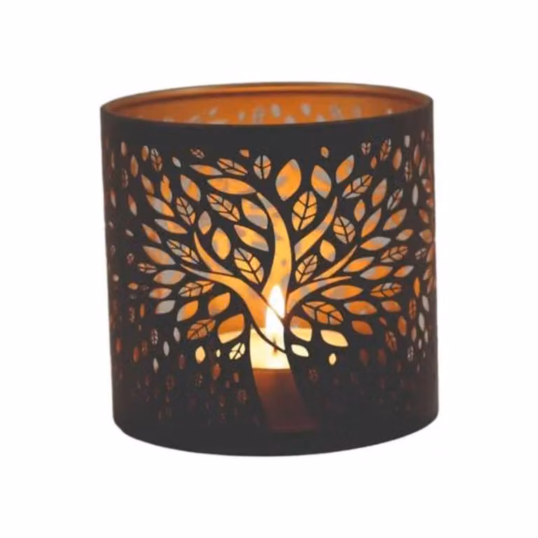 Aroma Accessories Tree of Life Multi Functional Tealight and Wax Melt Burner, Black and Gold, Diameter: 10.5 cm